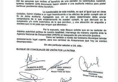 El Bloque UxP solicita al Intendente Municipal que intervenga de manera urgente ante la Agencia Nacional de Discapacidad (ANDIS)